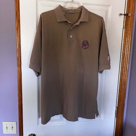 Cutter & Buck Indiana Hoosiers Final Four 2002 Polo Shirt Men's XL Dark Tan EUC - Picture 2 of 5